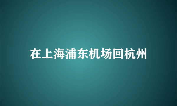 在上海浦东机场回杭州