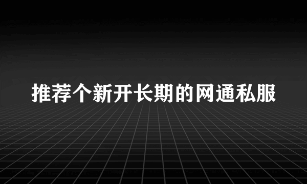 推荐个新开长期的网通私服