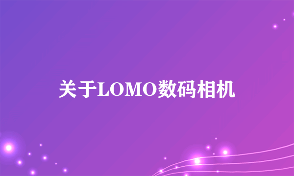 关于LOMO数码相机