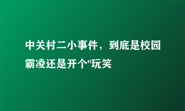 中关村二小事件，到底是校园霸凌还是开个