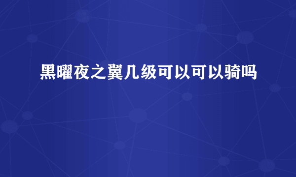 黑曜夜之翼几级可以可以骑吗