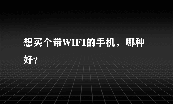 想买个带WIFI的手机，哪种好？