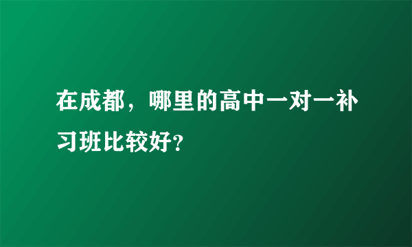 在成都，哪里的高中一对一补习班比较好？