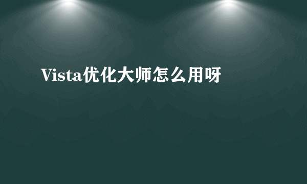 Vista优化大师怎么用呀