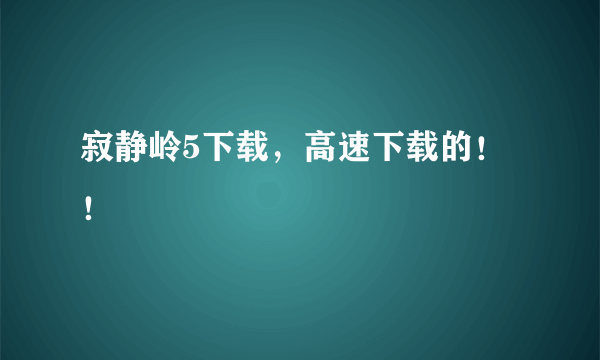 寂静岭5下载，高速下载的！！