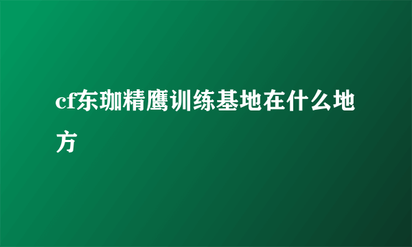 cf东珈精鹰训练基地在什么地方