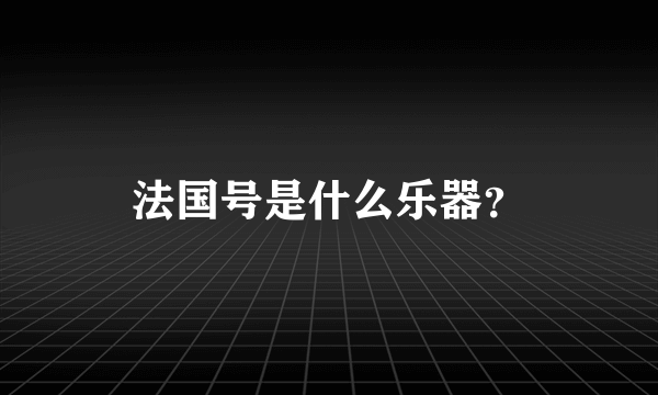 法国号是什么乐器？