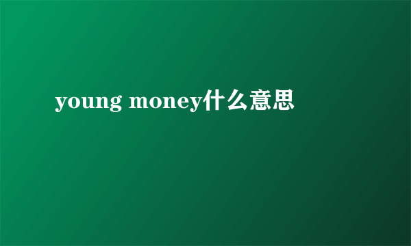 young money什么意思