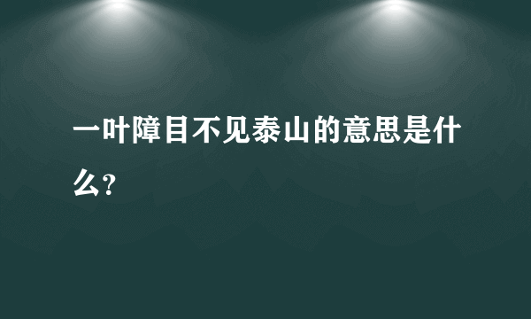 一叶障目不见泰山的意思是什么？