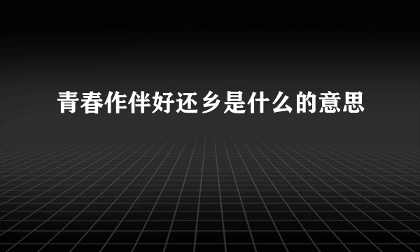 青春作伴好还乡是什么的意思