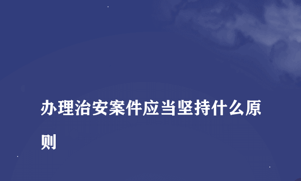 
办理治安案件应当坚持什么原则
