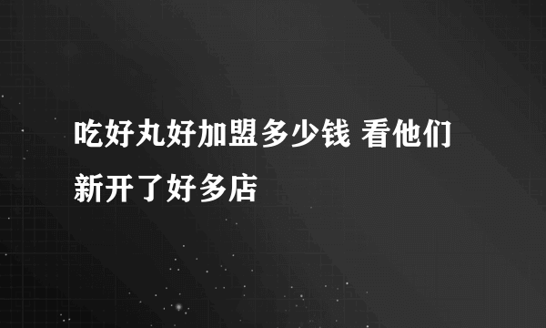 吃好丸好加盟多少钱 看他们新开了好多店