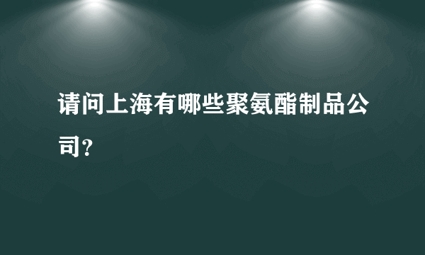 请问上海有哪些聚氨酯制品公司？