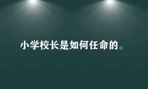 小学校长是如何任命的。