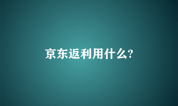 京东返利用什么?