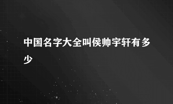 中国名字大全叫侯帅宇轩有多少