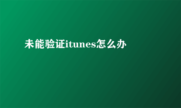 未能验证itunes怎么办