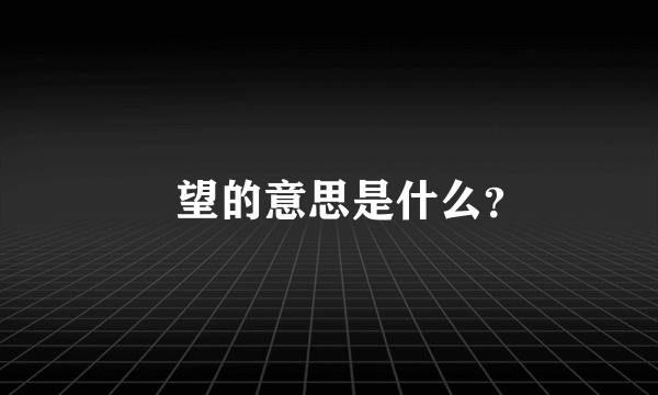 瞭望的意思是什么？