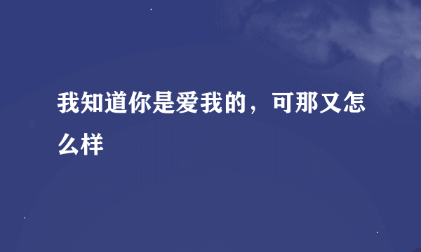 我知道你是爱我的，可那又怎么样