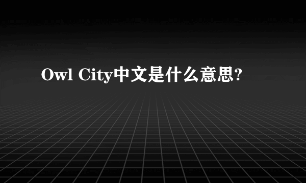 Owl City中文是什么意思?