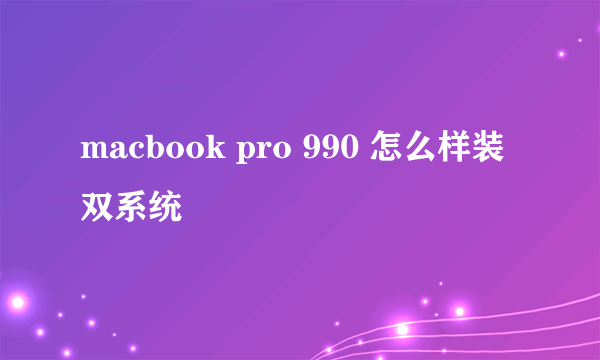 macbook pro 990 怎么样装双系统