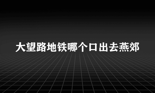 大望路地铁哪个口出去燕郊