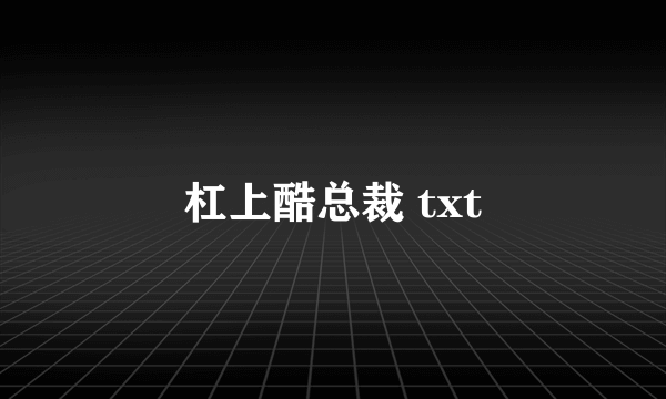 杠上酷总裁 txt