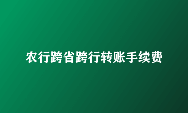 农行跨省跨行转账手续费