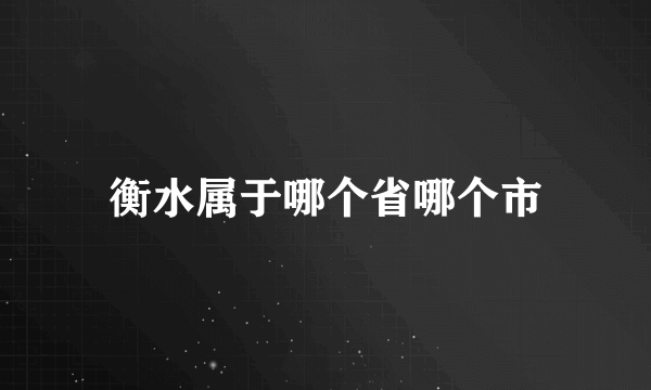 衡水属于哪个省哪个市