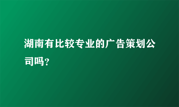 湖南有比较专业的广告策划公司吗？