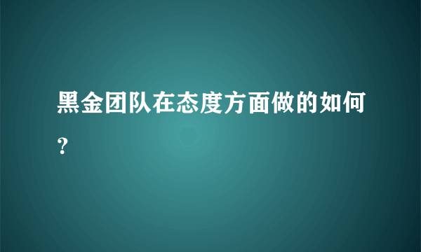 黑金团队在态度方面做的如何？