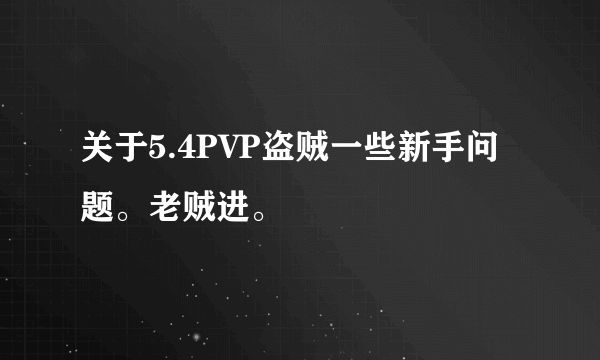 关于5.4PVP盗贼一些新手问题。老贼进。