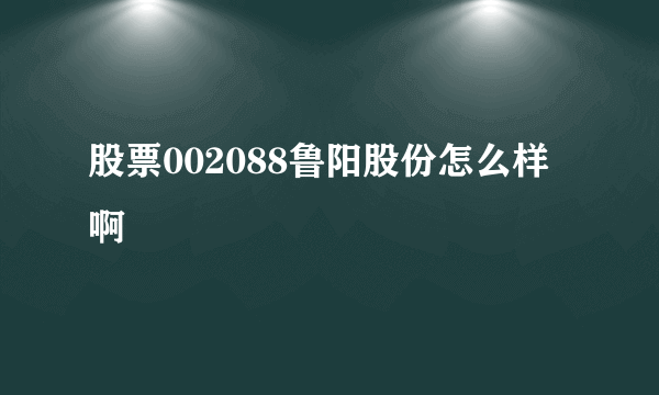 股票002088鲁阳股份怎么样啊