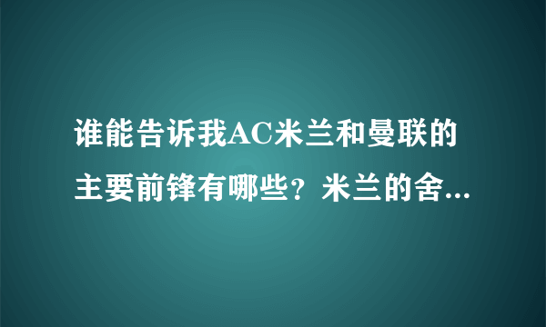 谁能告诉我AC米兰和曼联的主要前锋有哪些？米兰的舍甫琴柯是不是走了？