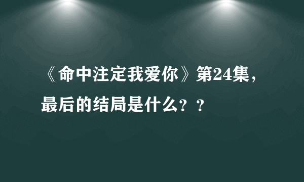 《命中注定我爱你》第24集，最后的结局是什么？？