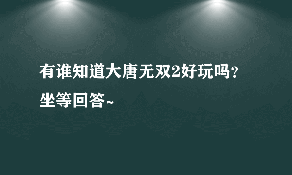 有谁知道大唐无双2好玩吗？坐等回答~