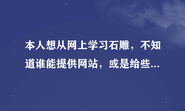 本人想从网上学习石雕，不知道谁能提供网站，或是给些更好的建议