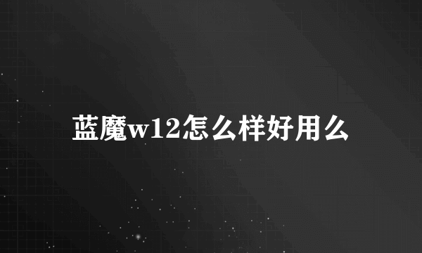 蓝魔w12怎么样好用么