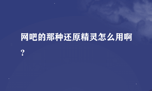 网吧的那种还原精灵怎么用啊？