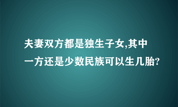 夫妻双方都是独生子女,其中一方还是少数民族可以生几胎?