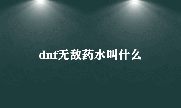 dnf无敌药水叫什么