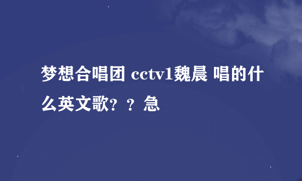 梦想合唱团 cctv1魏晨 唱的什么英文歌？？急