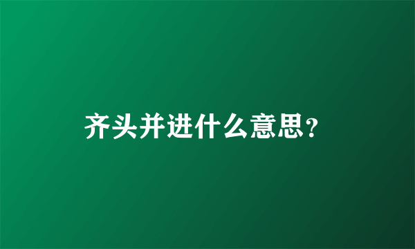 齐头并进什么意思？