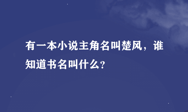 有一本小说主角名叫楚风，谁知道书名叫什么？