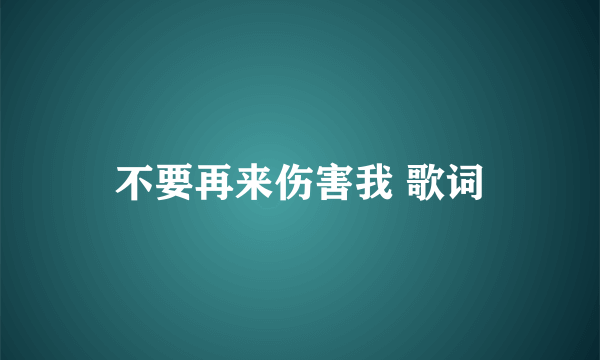 不要再来伤害我 歌词