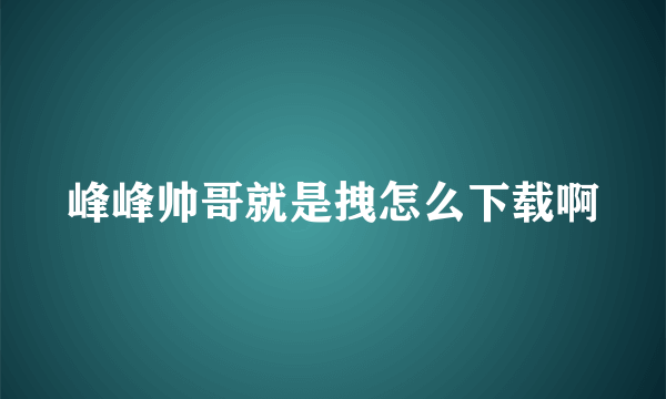 峰峰帅哥就是拽怎么下载啊