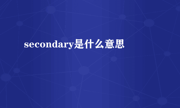 secondary是什么意思