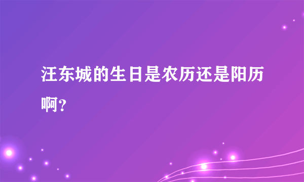 汪东城的生日是农历还是阳历啊？