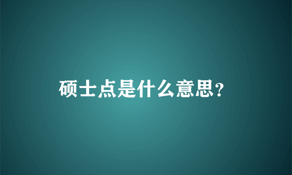 硕士点是什么意思？