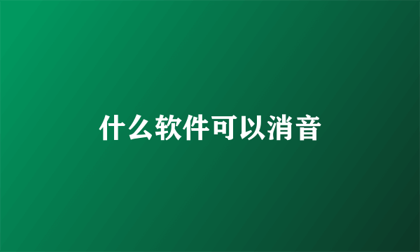 什么软件可以消音